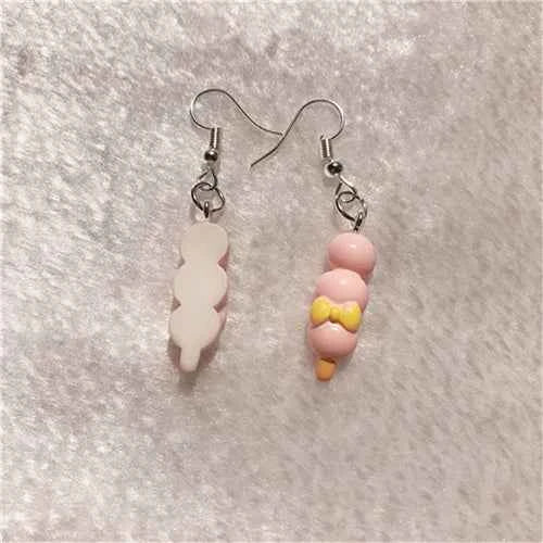 1Pair Drop Earrings Cute Donuts and Cake Cartoon Food pink color Handmade Flatback ResinEarrings Jewelry  For Woman And Girl