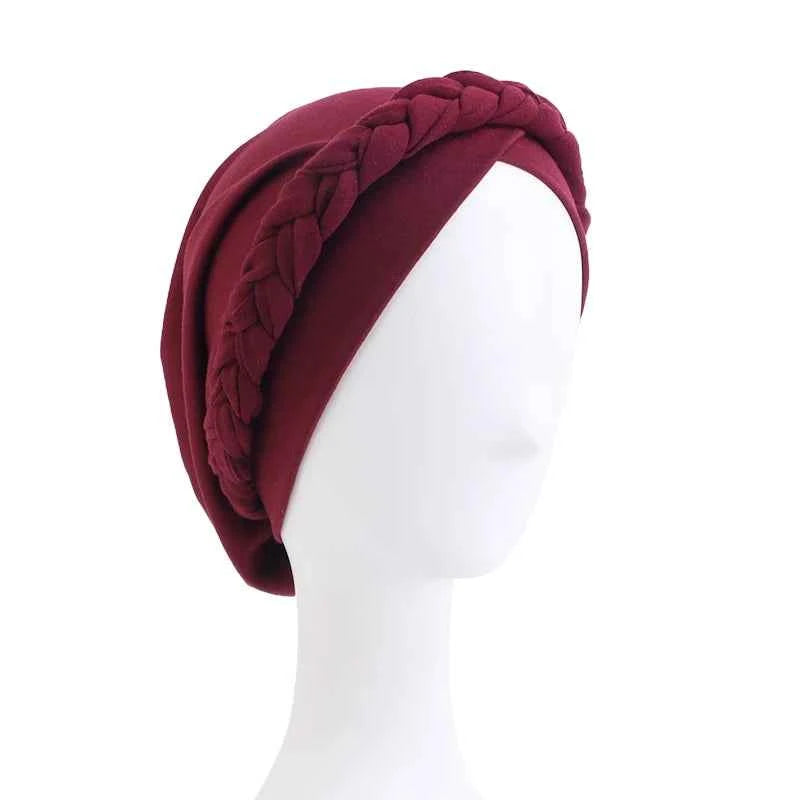 Bohemian Handmade Braid Turban – Slouchy Cross Bandana Hat for Women’s Muslim Hijab & Hair Loss