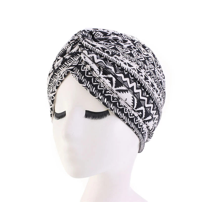 New Africa Hijab Caps Soft Stretchy Turban Head Wrap with Floral Design for Chemo and Everyday Wear