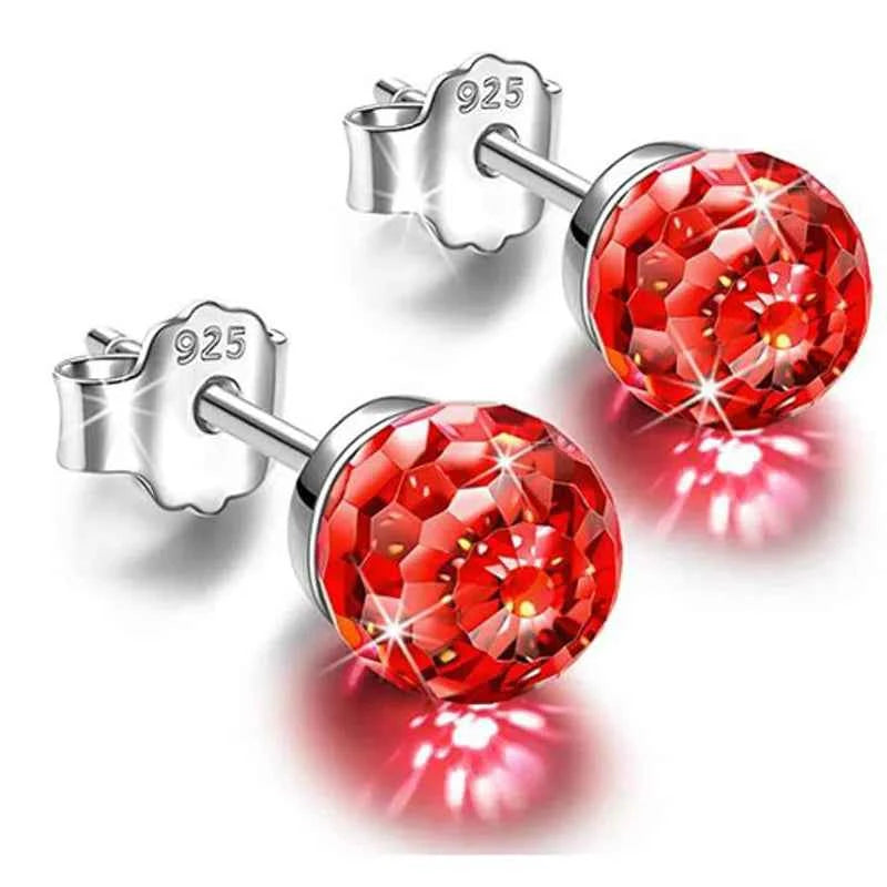 Colorful Girls 6mm Rhinestones Ball stud Earring Jewelry Crystal Stud Earrings Simple Women Multicolor Charming