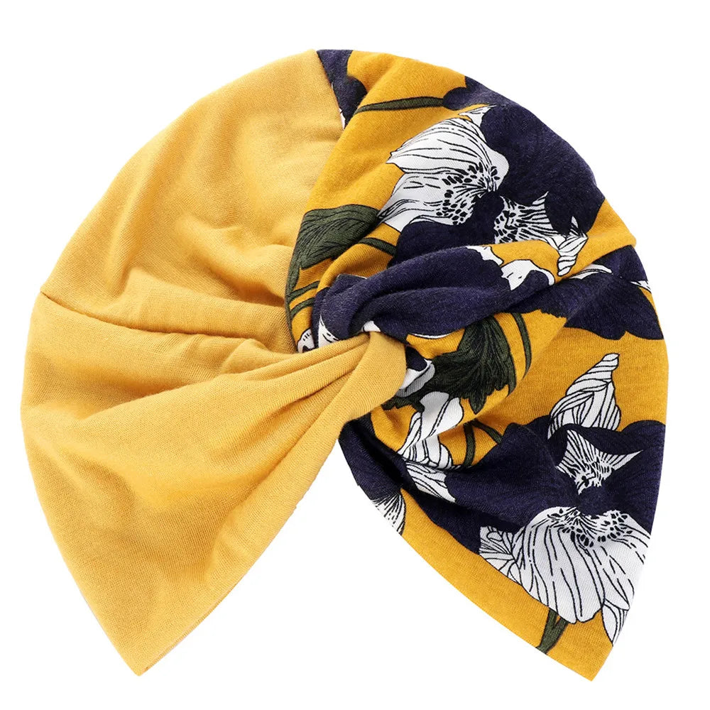 Twist Knot Muslim Women Print Indian Chemo Cap Bonnet Turban Underscarf Cancer Beanies Islamic Arab Strech Femme Headwear Scarf - NamafadStore