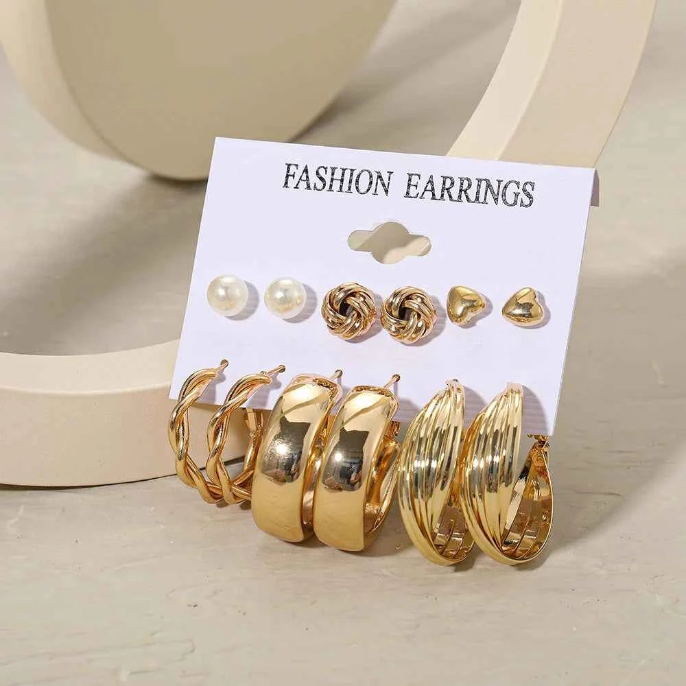 Punk Leopard Acrylic Resin Hoop Earrings Set for Women Trendy Gold Silver Color Butterfly Pearl Circle Earrings Gifts Jewelry