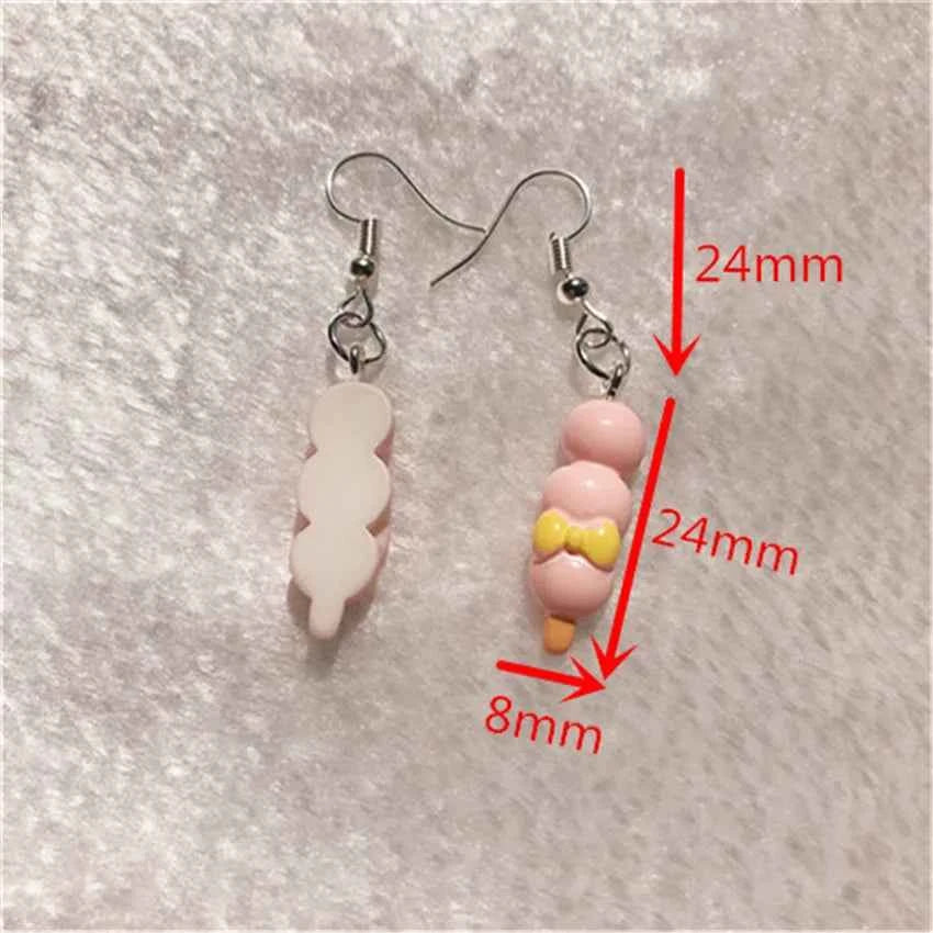 1Pair Drop Earrings Cute Donuts and Cake Cartoon Food pink color Handmade Flatback ResinEarrings Jewelry  For Woman And Girl