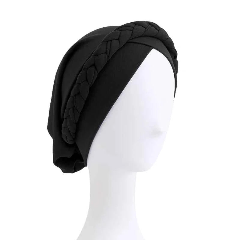 Bohemian Handmade Braid Turban – Slouchy Cross Bandana Hat for Women’s Muslim Hijab & Hair Loss