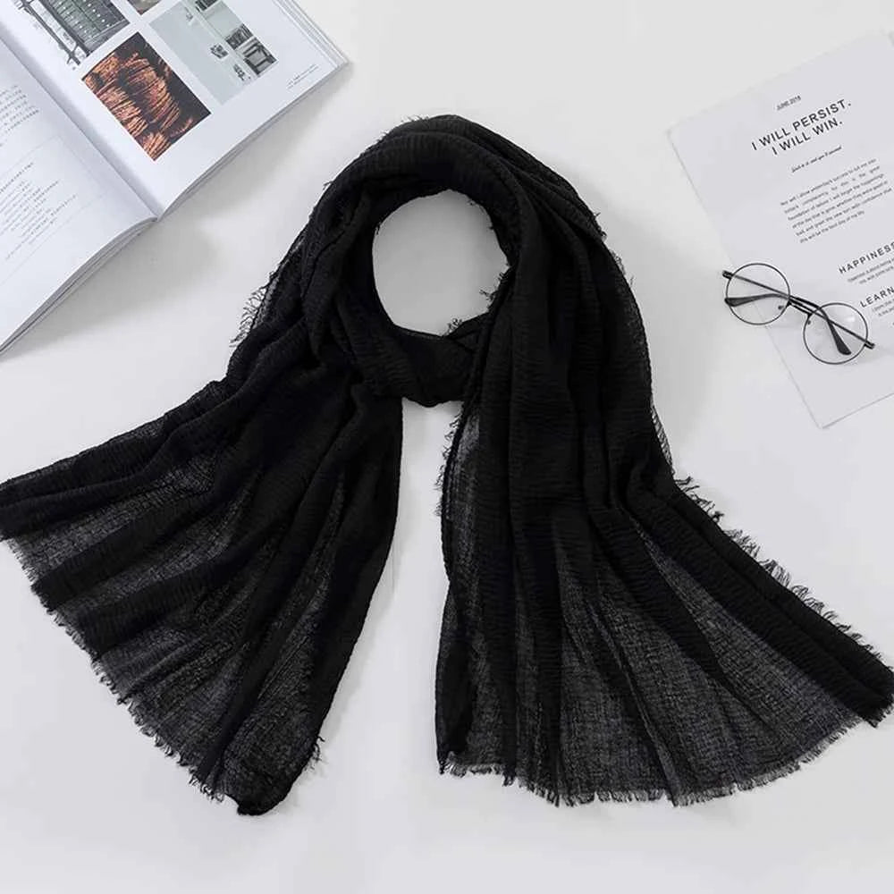 2026 Muslim Fashion Women Crinkle Hijab Scarf Soft Solid Head Scarves Turban Shawls and Wraps Hijab femme musulman kopftuch
