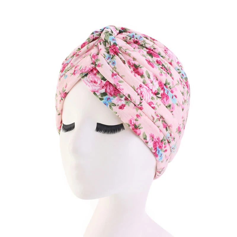 2021 New Crinkle Soft Stretchy Africa Hijab Caps Muslim Wrap Head Turban India Hat Flowers Headtie Chemo Bonnet Ready To Wear - NamafadStore