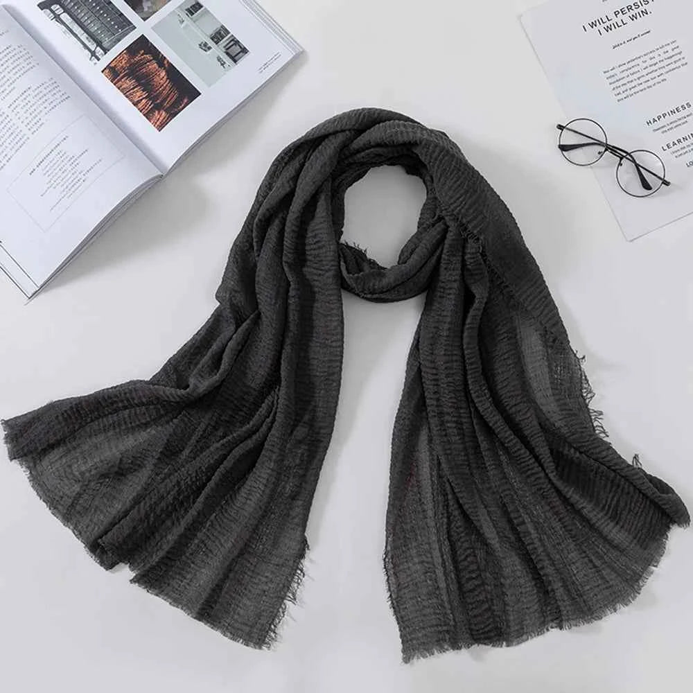 2026 Muslim Fashion Women Crinkle Hijab Scarf Soft Solid Head Scarves Turban Shawls and Wraps Hijab femme musulman kopftuch