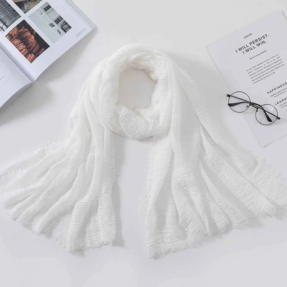 2026 Muslim Fashion Women Crinkle Hijab Scarf Soft Solid Head Scarves Turban Shawls and Wraps Hijab femme musulman kopftuch
