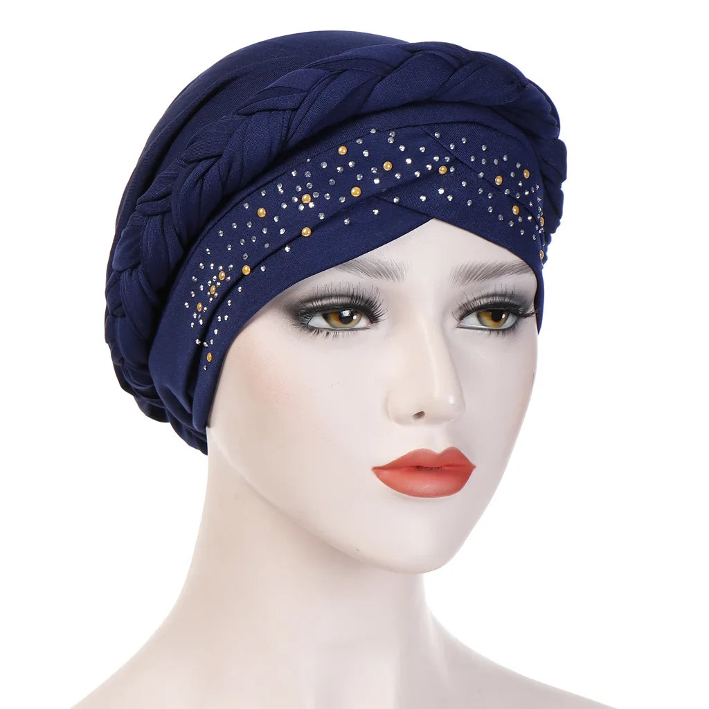 Head Scarf for muslim women Two-color cotton braid turban bonnet hijab Caps Inner hijabs femme musulman arab wrap turbantes - NamafadStore
