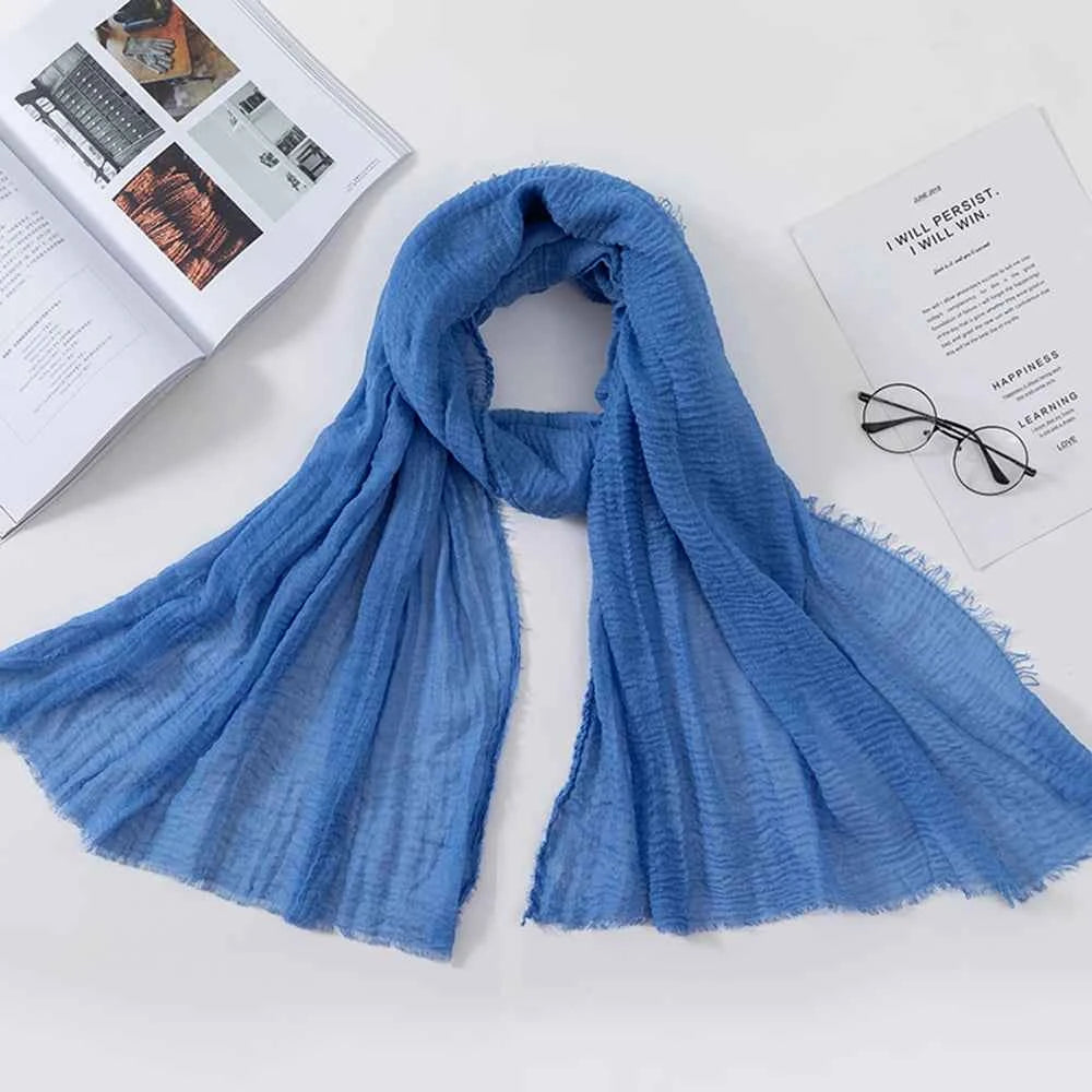2026 Muslim Fashion Women Crinkle Hijab Scarf Soft Solid Head Scarves Turban Shawls and Wraps Hijab femme musulman kopftuch