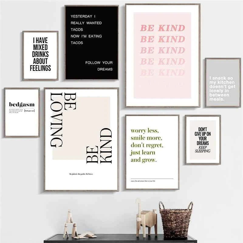 Nordic Motivational Text Art Posters and Prints Letters Canvas Painting Wall Art for Room Decoration Bedroom Home Wall Decor