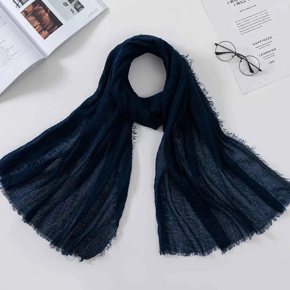 2026 Muslim Fashion Women Crinkle Hijab Scarf Soft Solid Head Scarves Turban Shawls and Wraps Hijab femme musulman kopftuch