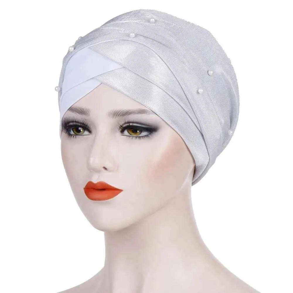 Islamic Headscarf Bonnet Muslim Women Beading Turban Hijab Caps India Africain 3 Pleats Turban Femme Musulman Turbante Mujer