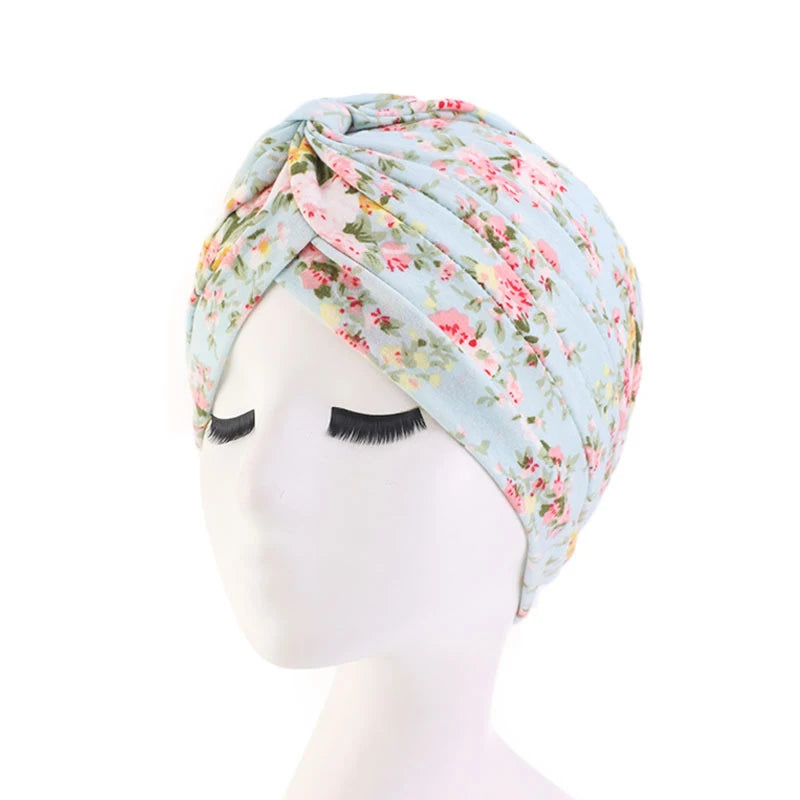 2021 New Crinkle Soft Stretchy Africa Hijab Caps Muslim Wrap Head Turban India Hat Flowers Headtie Chemo Bonnet Ready To Wear - NamafadStore