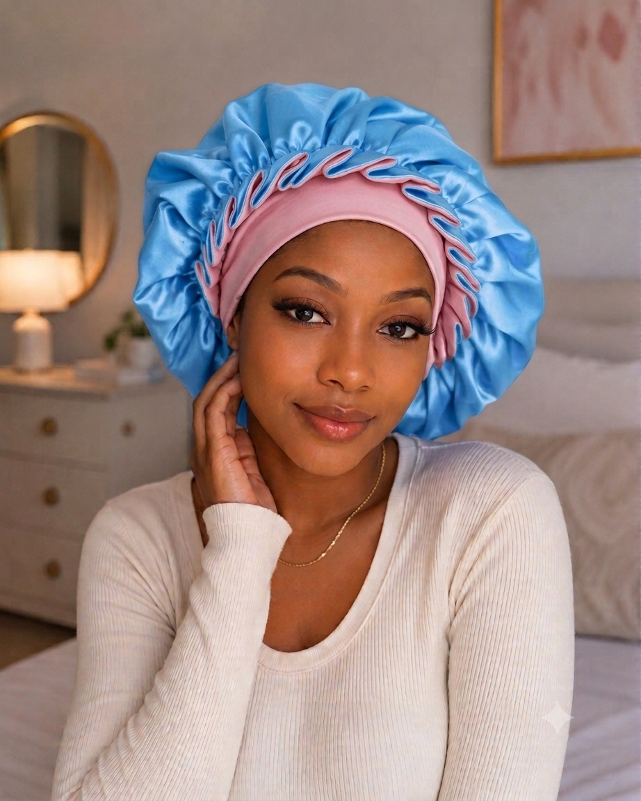 Lace Luxury Sleep Hat for Women – Soft Hair Cap for Curly Hair