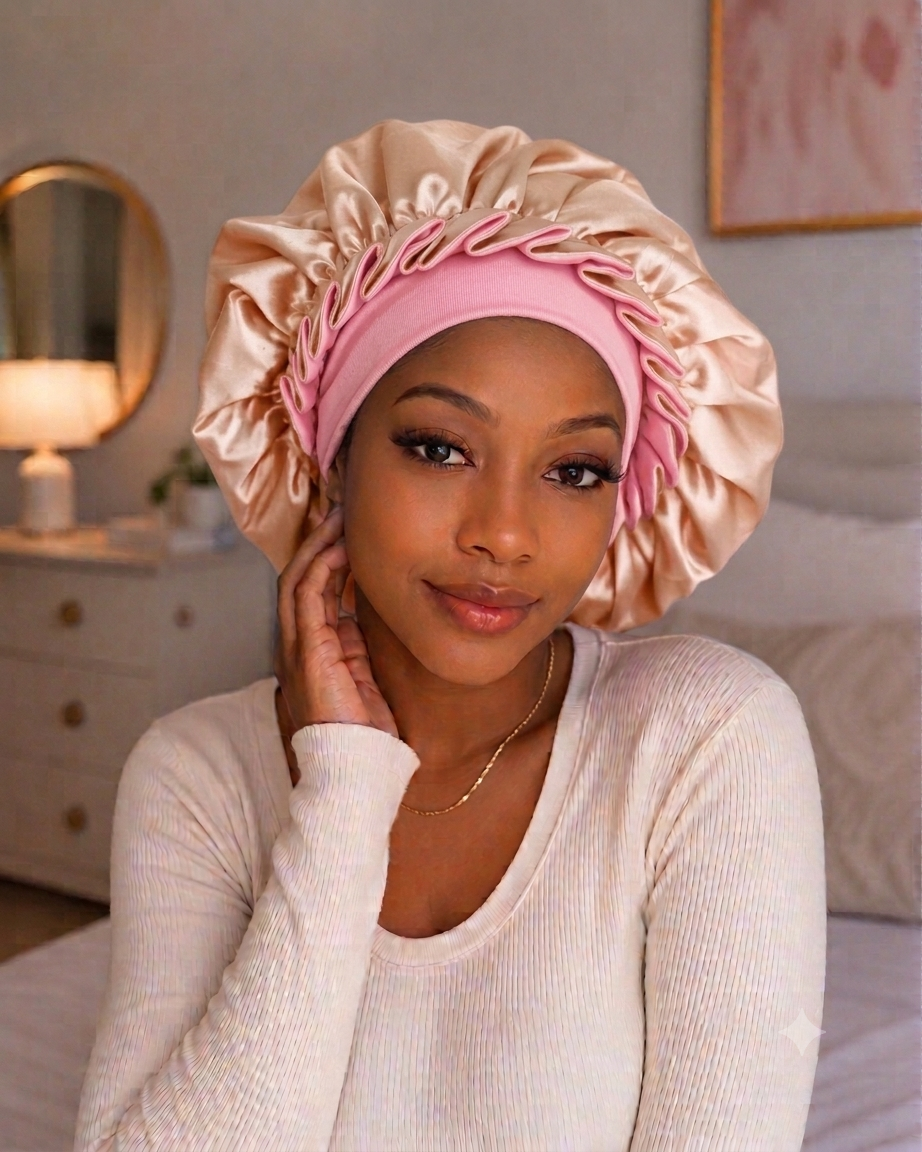 Lace Luxury Sleep Hat for Women – Soft Hair Cap for Curly Hair