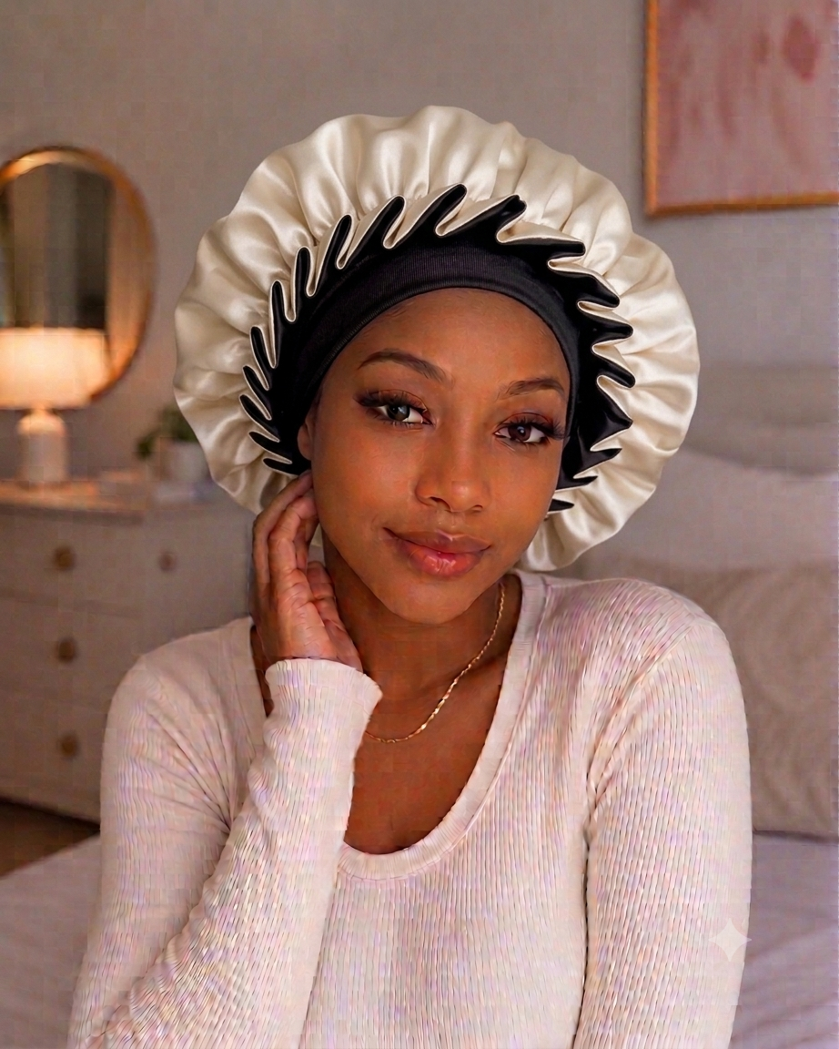 Lace Luxury Sleep Hat for Women – Soft Hair Cap for Curly Hair