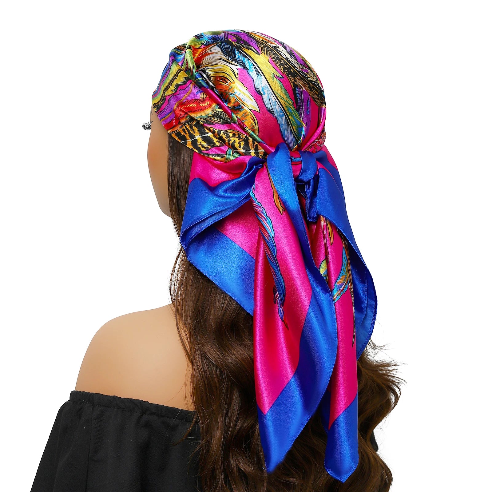 Popular Shawls Europe And America Fashion Bandannas New Print Sunscreen 90X90CM Kerchief Four Seasons Luxury Square Silk Scarves - NamafadStore