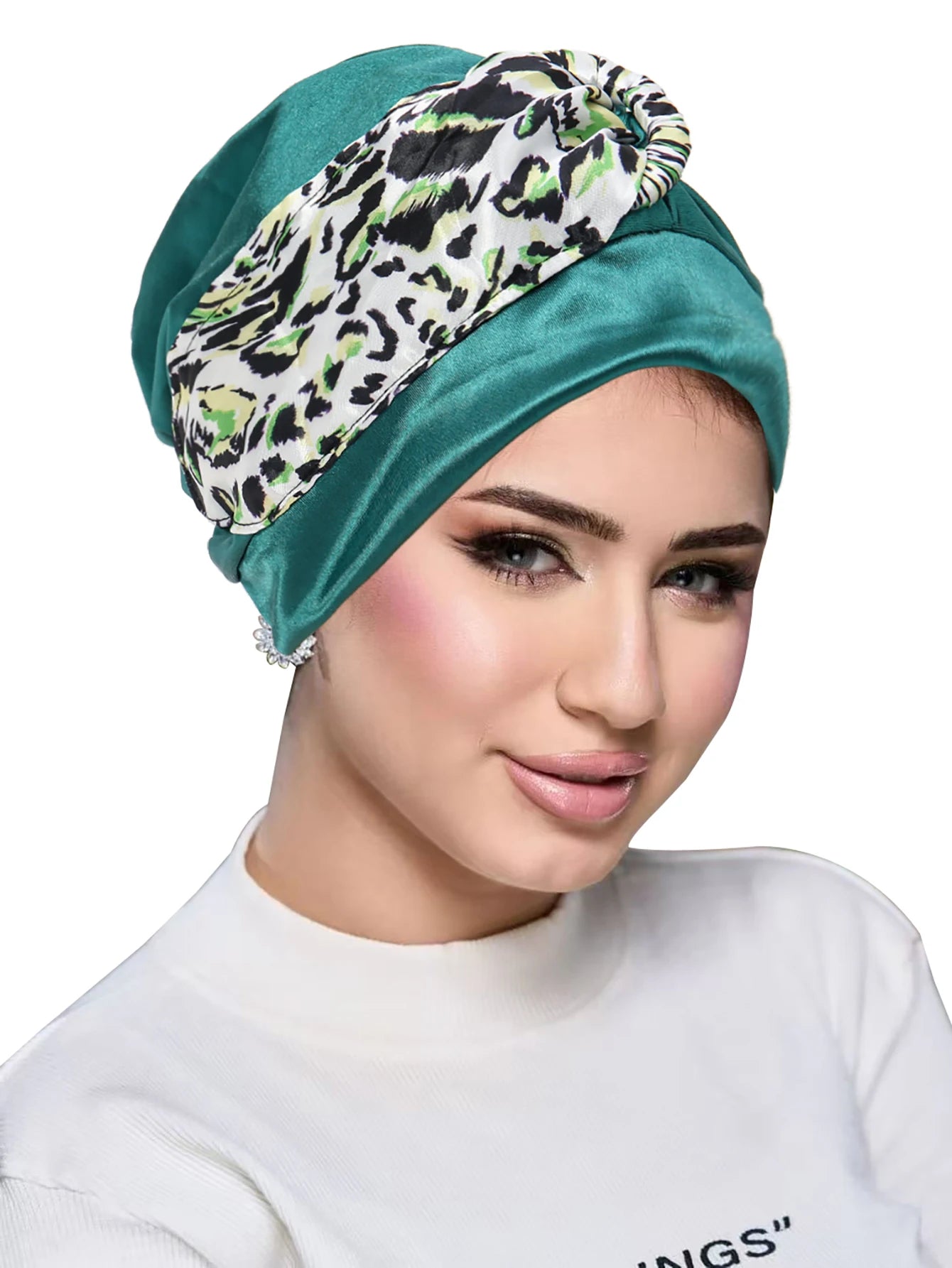 New Leopard Women Print Muslim Turban Scarf Braid Hijabs Headwear Arab Wrap Head Scarf Hair Accessories Hat - NamafadStore
