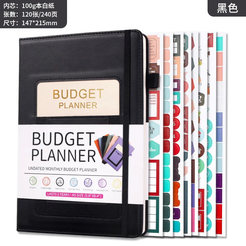 A5 Undated Budget Planner 2 Year Expense Tracker Notebook Bill Organizer Money Savings Financial Book with Pocket