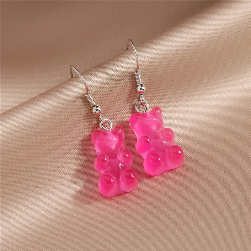 Cute Gummy Bear Stud Earrings for Women Candy Colors Animal Dangle Earrings Brincos Femme Girls Party Holiday Jewelry Gifts