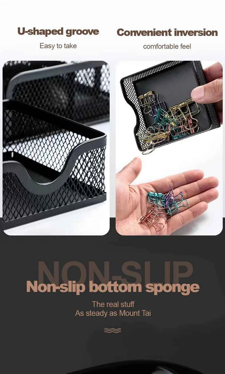 1PC Pen Holder Large Capacity Metal Desktop Storage Box for Office and School Supplies