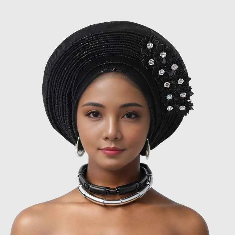 African Women Headscarf Hat Nigerian Gele Headtie Auto Gele Turban Headwarp Party Ladies' Muslim Hijab Headscarf Bonnet Hat