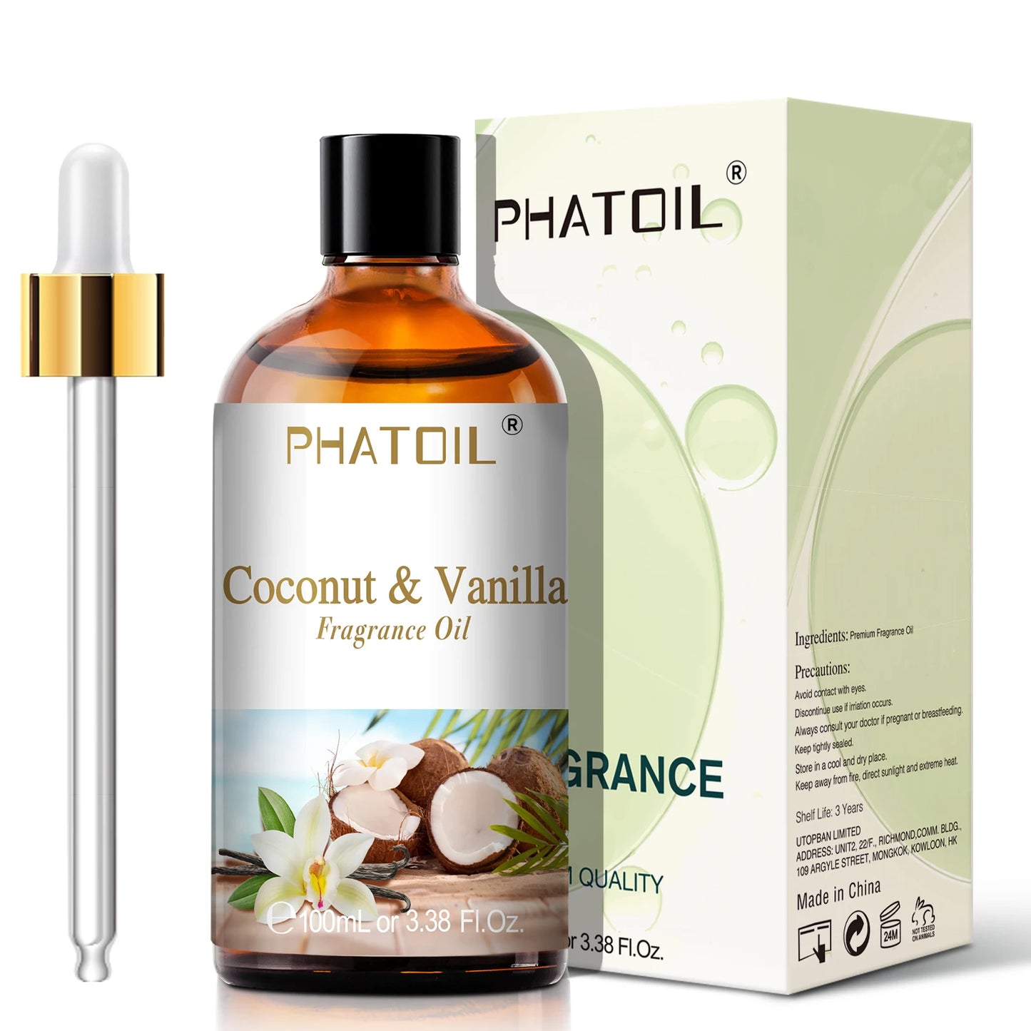 PHATOIL 100ml Sweet Fruity Fragrance Oil for Diffuser Candles Making -Coconut & Vanilla Strawberry Lemon Peach Pear Aroma Oil - NamafadStore