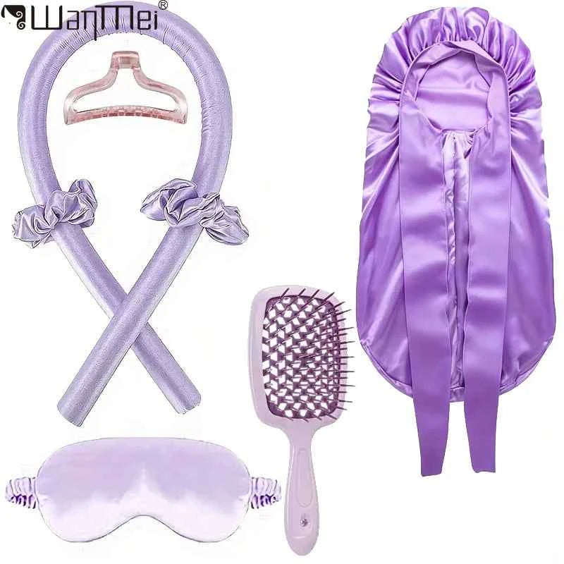 Upgraded Heatless Hair Curling Headband Scarf Soft Sleeping Bonnet for Long Lasting Soft Fluffy Lazy Curls Styling Accessories