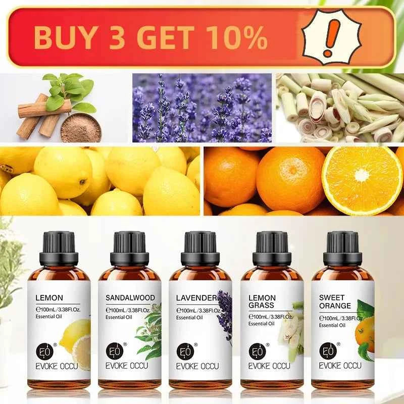 EVOKE OCCU100ML Essential Oils, Lavender Vanilla Eucalyptus Jasmine Rose Mint Oil for Diffuser, Humidifier, Scented Candle, Soap - NamafadStore