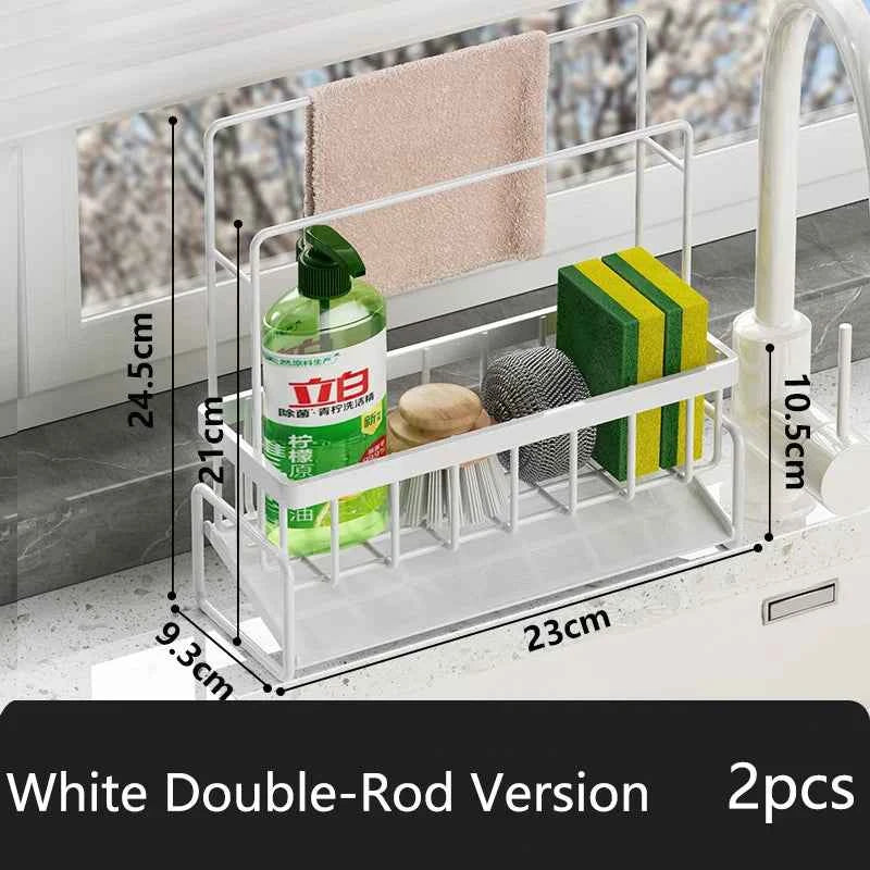 1-2 PCS Cloth Sponge Drain Rack Kitchen Dishwasher Countertop Multi-functional Sink Storage Rack Sink Ironwork Storage