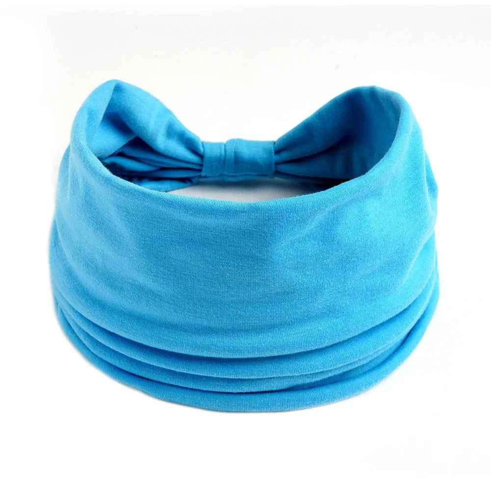 Women’s Solid Color Turban Headwrap – Soft Cotton Knot Headband Elastic Wide Hair Band for Yoga & Daily Wear