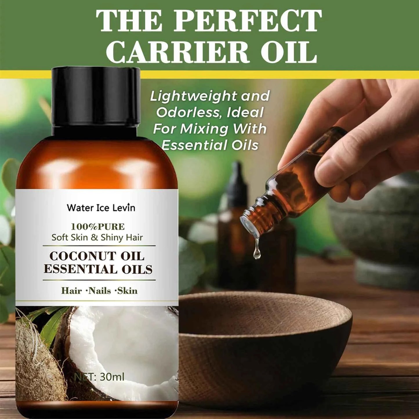 New Pure natural coconut essential oil tea tree rose jasmine mint vanilla eucalyptus for skin care massage diffuser oil 30ML - NamafadStore