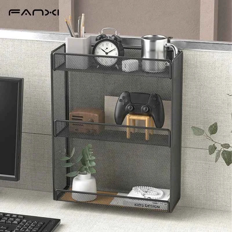 5 Pocket Mesh Hanging Wall File Organizer, Wall Mounted Mail Paper Document Folder Holder,Magazine Rack for Office Home School.