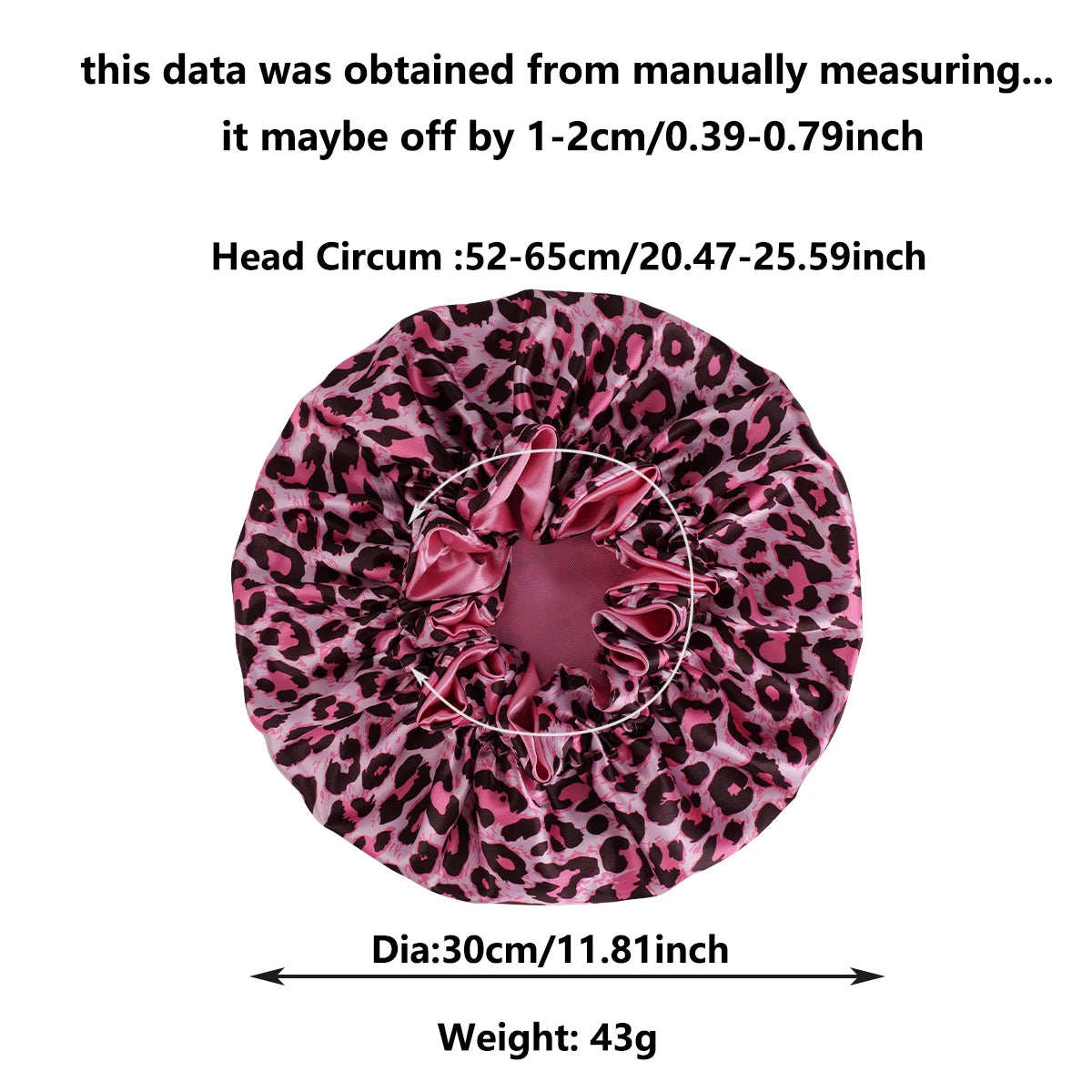 Women's Large Wide Edge Elastic Hat, Casual Silk Bonnet, Smooth Tint, Suitable for Curled, Straight, Leopard Print, Fashion, 1Pc