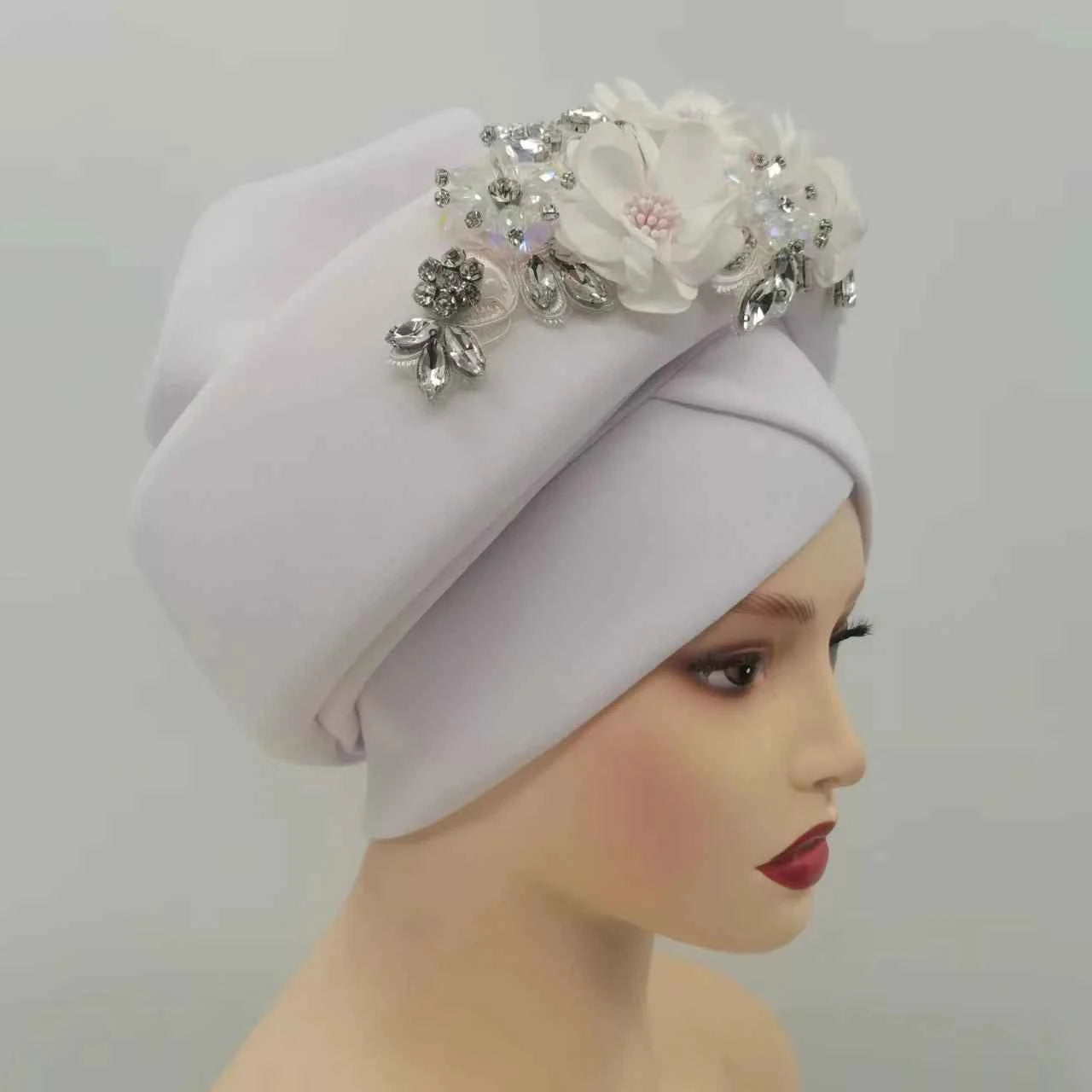 Beaded Nigeria Gele Ready African Headtie Female Head Wraps Party Headpiece Muslim Headscarf Hat Women's Turban Cap with Stones