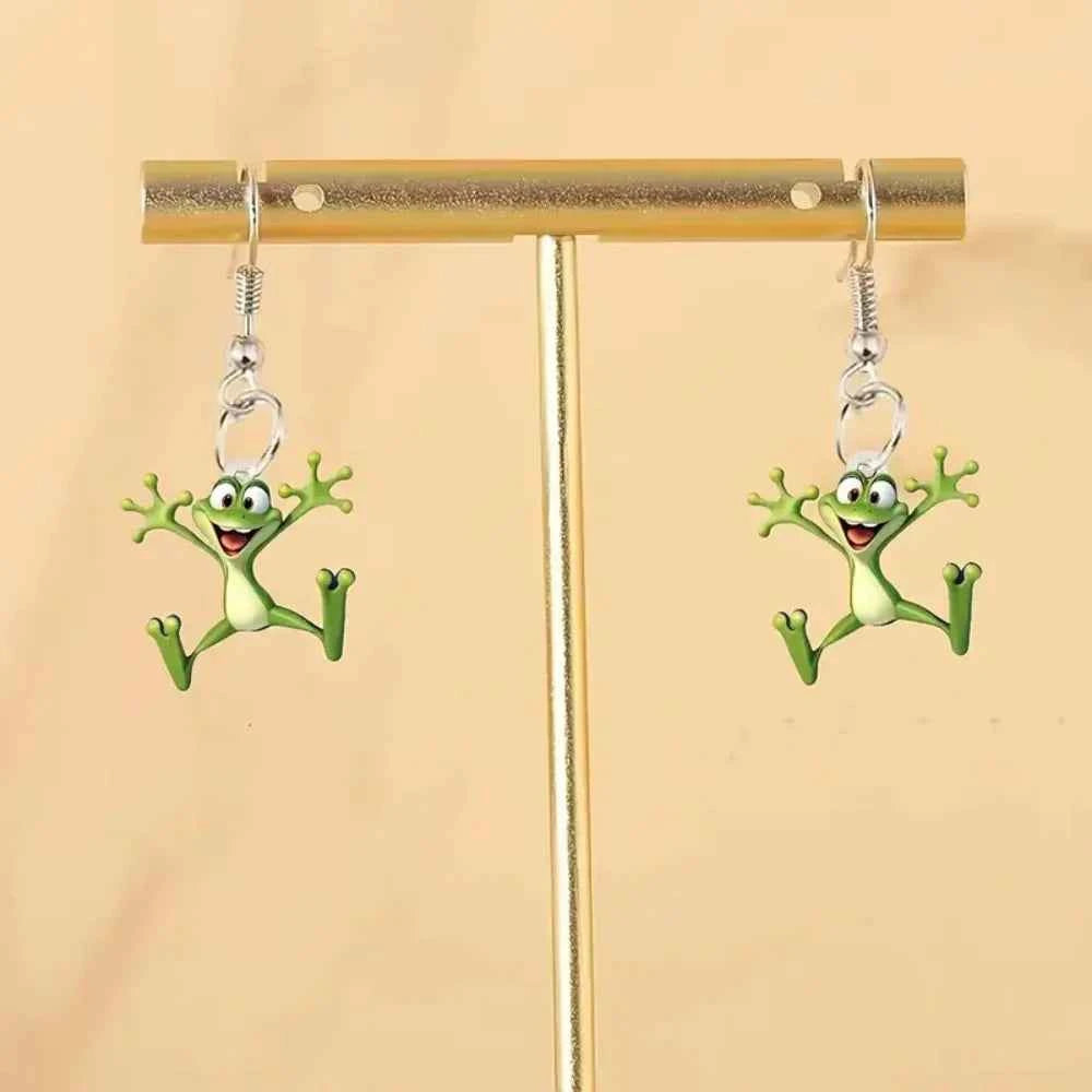 Cartoon Frog Pendant Earrings For Women Cute Dangle Earrings Girl Interesting Jewelry Accessories Gifts for Party Events Wear