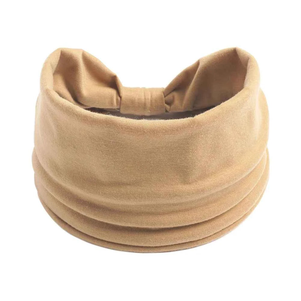 Women’s Solid Color Turban Headwrap – Soft Cotton Knot Headband Elastic Wide Hair Band for Yoga & Daily Wear