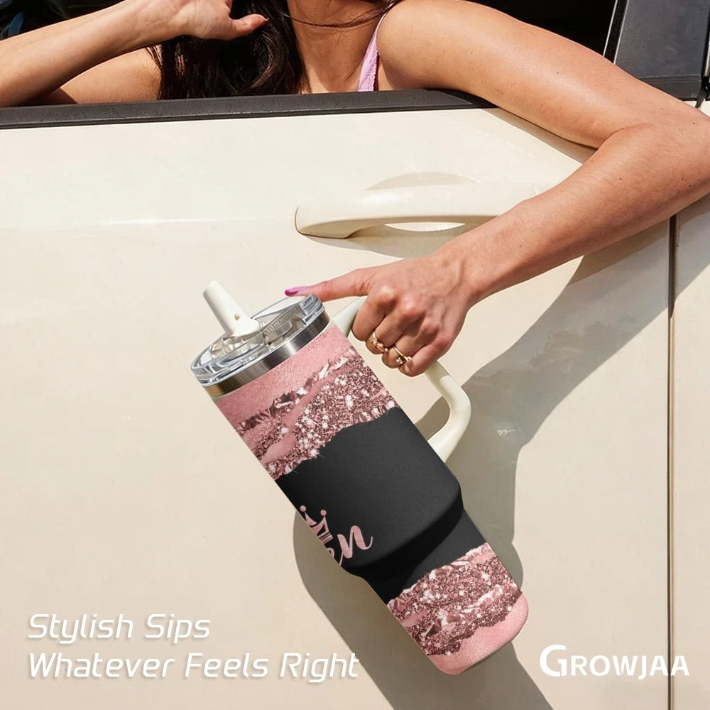 Queen 40oz Tumbler – Insulated Stainless Steel Travel Cup with Handle & Straw