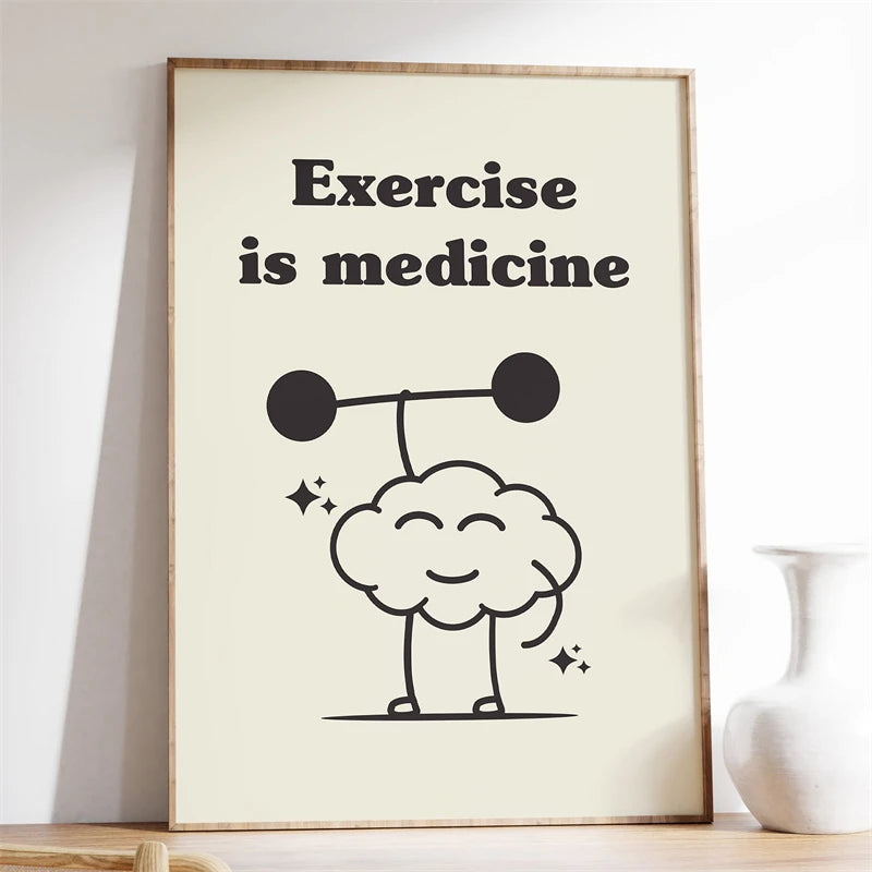 Exercise Is Medicine Poster Trendy Quote Prints Canvas Painting Motivational and Inspirational Wall Art Picture for Home Decor