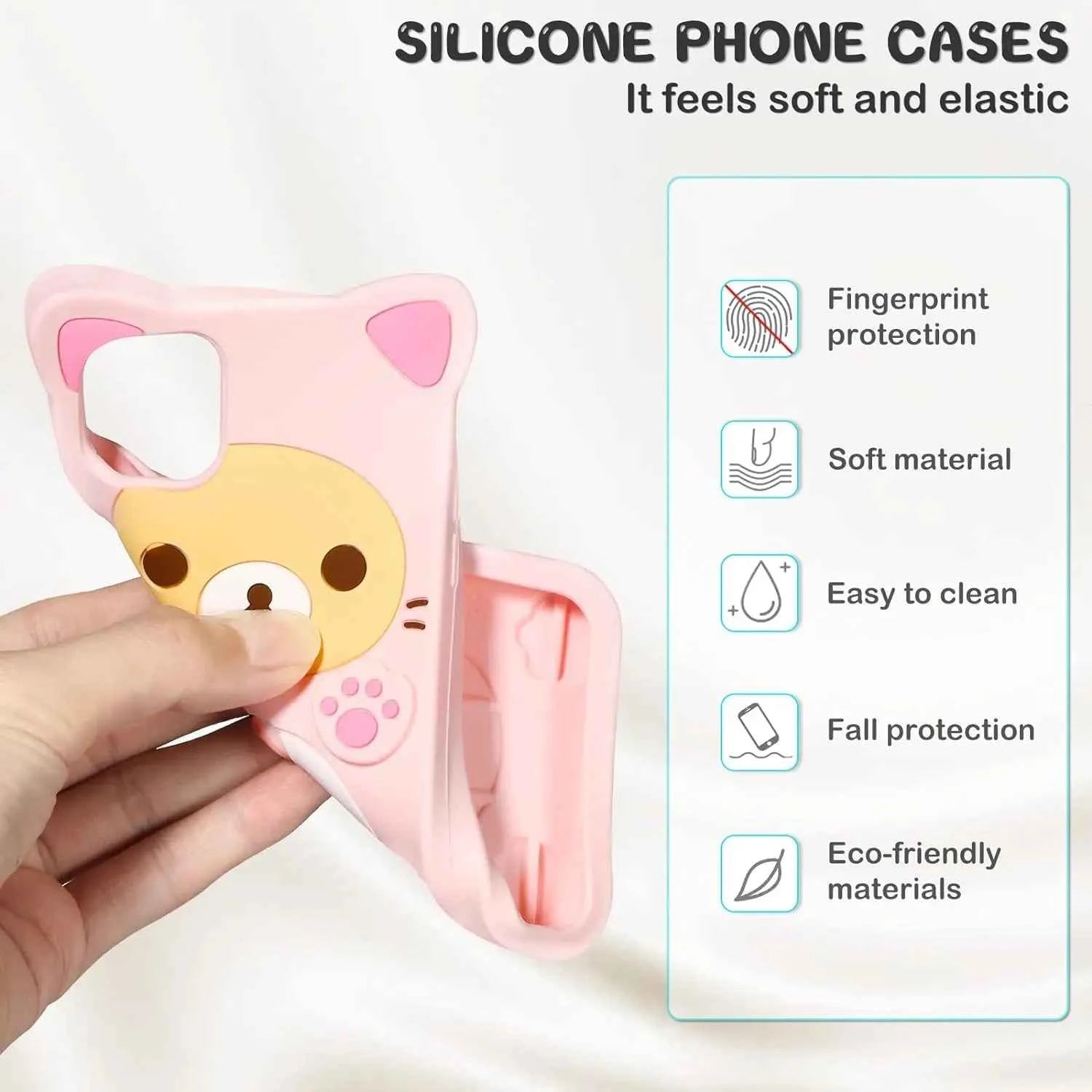 Rilakkuma Cat Bear For iPhone 17 16 15 14 13 12 11 Pro Max Xs XR 6 7 8 Silicone Soft Cover Case