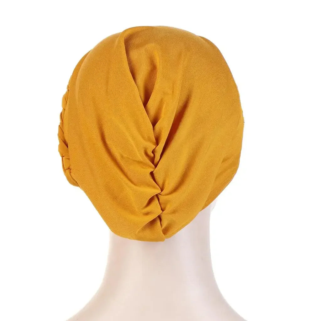 Women Lady Beads Muslim Braid Head Turban Wrap Cover Cancer Chemo Islamic Arab Cap Hat Hair Loss Bonnet Beanies Fashion - NamafadStore