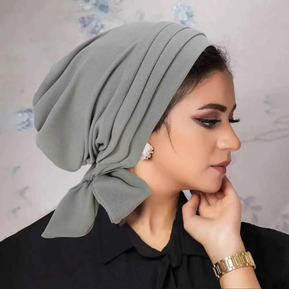 Pre-Tied Muslim Women Hijab Bonnet Pleated Ruffle Turban Chemo Cap Underscarf Hair Loss Hat Islamic Cancer Headwear Scarf Mujer