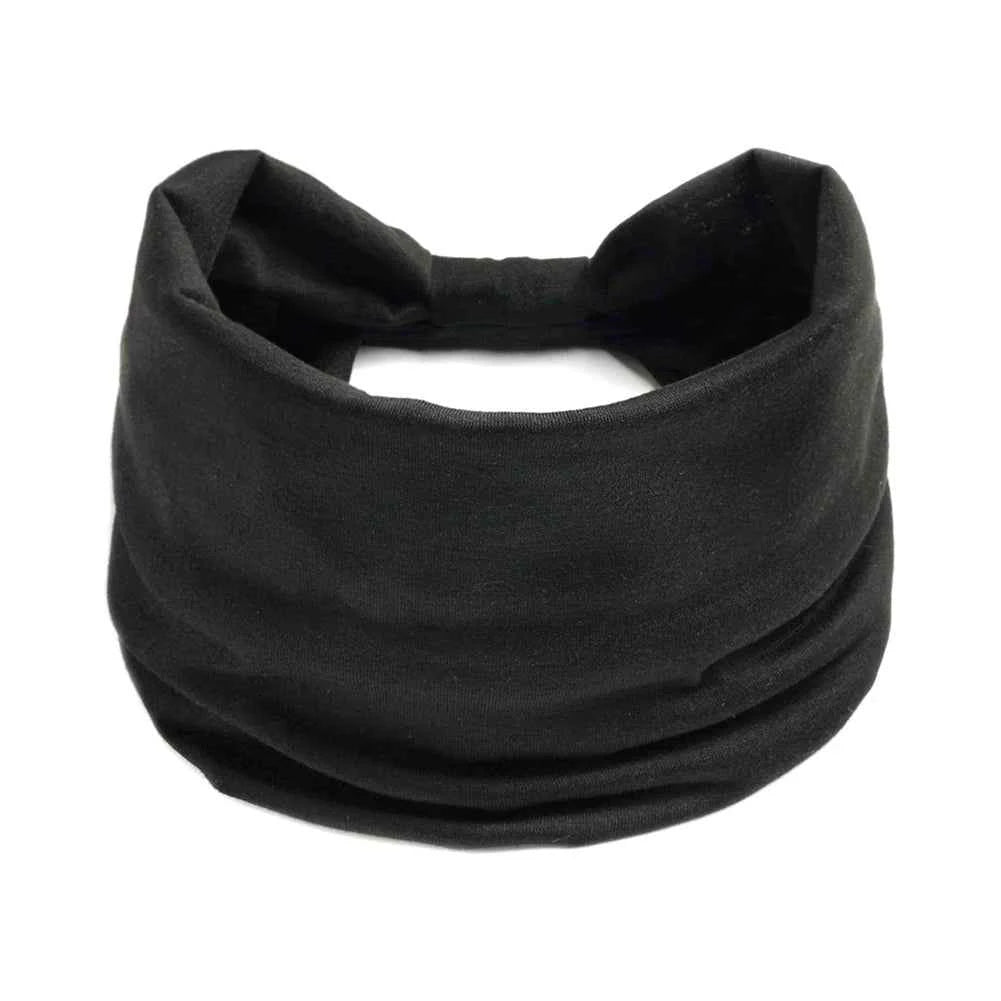 Women’s Solid Color Turban Headwrap – Soft Cotton Knot Headband Elastic Wide Hair Band for Yoga & Daily Wear