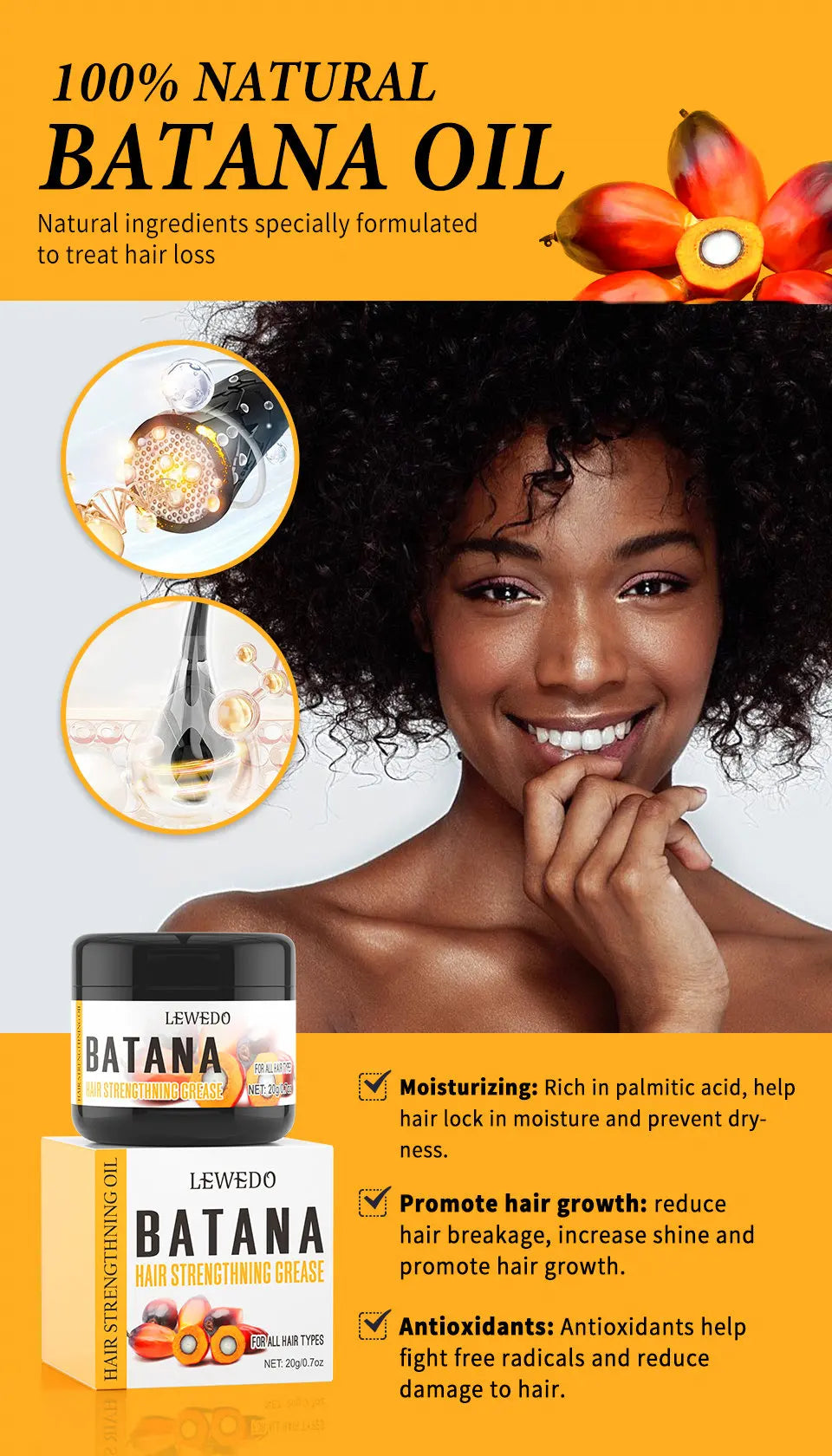 100% Pure Batana Hair Care Oil Hair Growth Oil For Natural Treatment Nourish Reduce Hair Loss Anti-Breakage Hair Thickn Products - NamafadStore