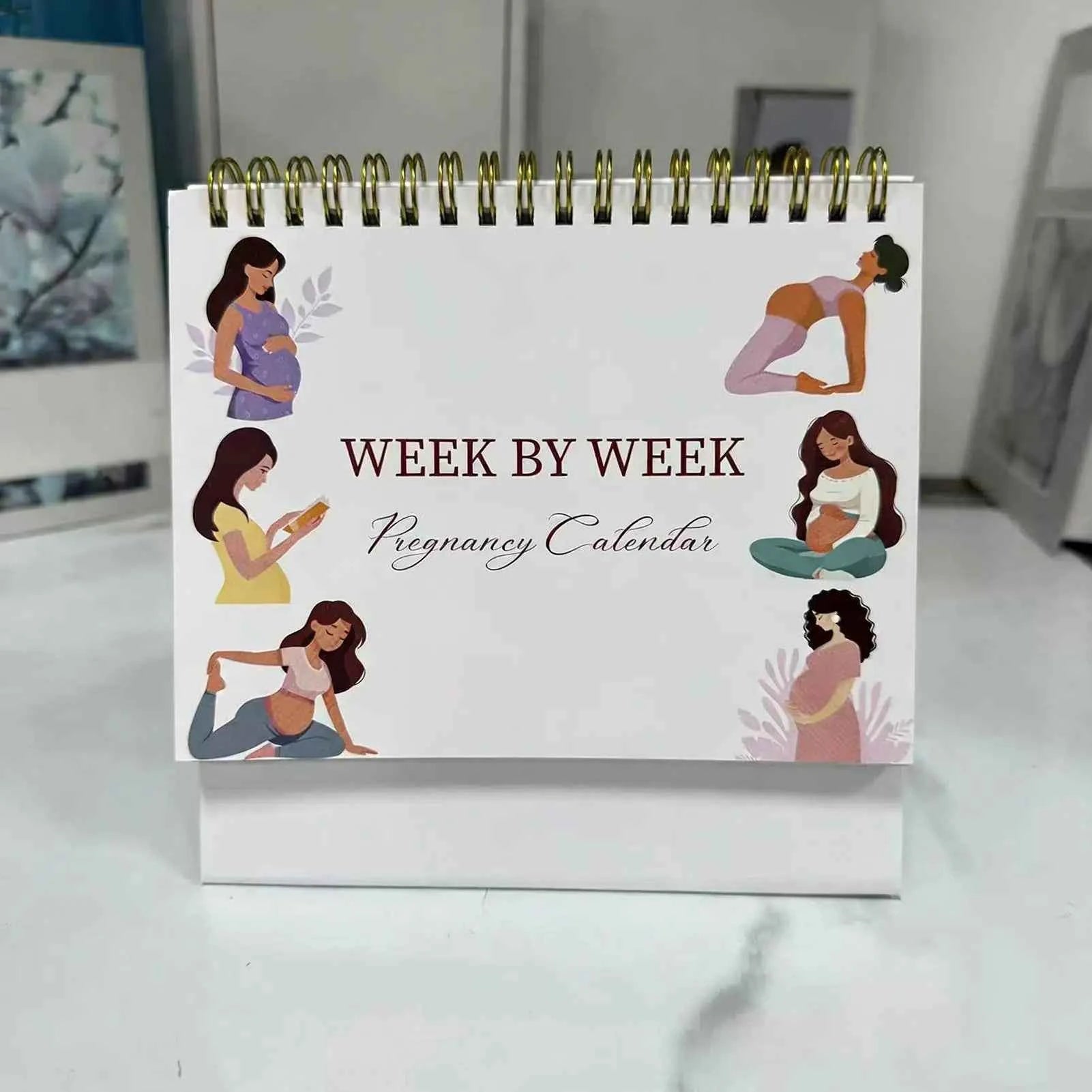 Pregnancy Calendar Weekly Hardcover Keepsake Journal for Expecting Moms Home Bedroom Study Desktop Planning Tracking