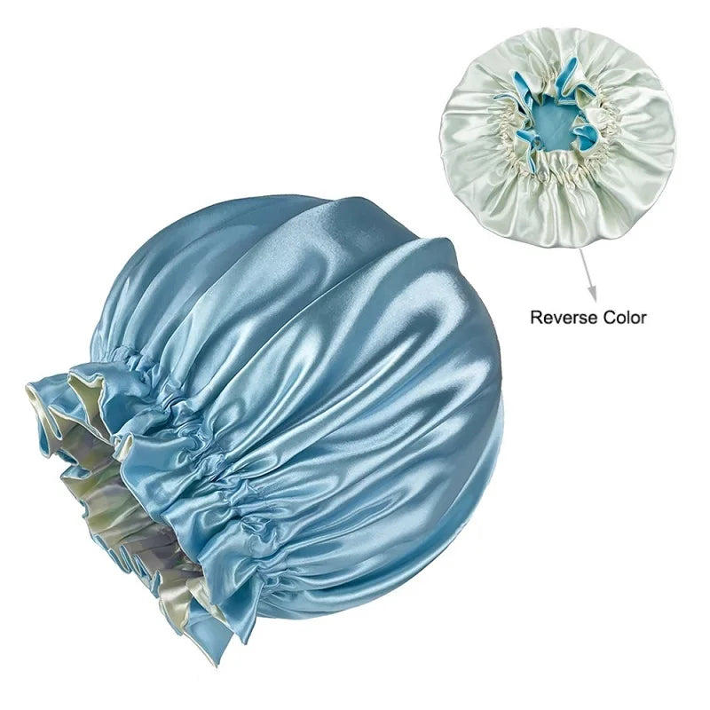 African Pattern Print Bonnet Hijabs Hat Women Night Sleep Cap Double Layer Satin Turban Extra Large Head Wear Lady Head Wrap Hat - NamafadStore