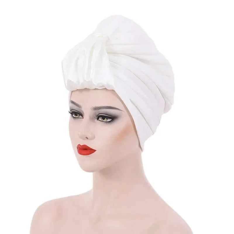 Fashion Satin Croissant Ruffled Turban Caps for Women African Head Wraps Nigeria Wedding Party Headpiece Muslim Headscarf Bonnet