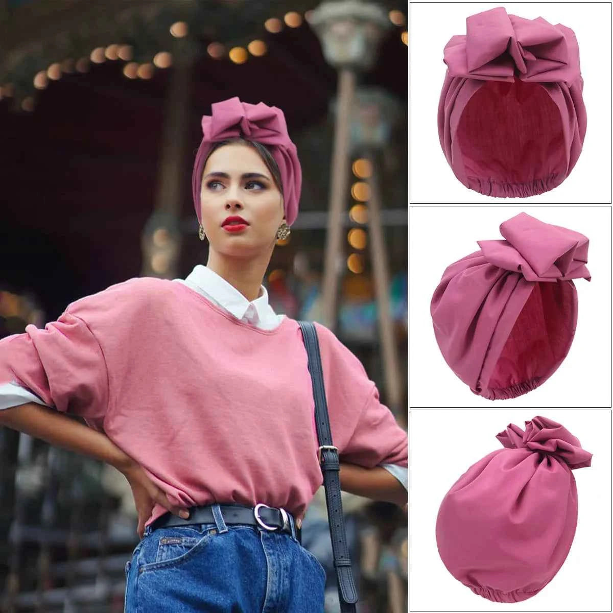 African Head Wrap – Elegant Retro Turban for Women’s Muslim Headscarf & Beanie Cap