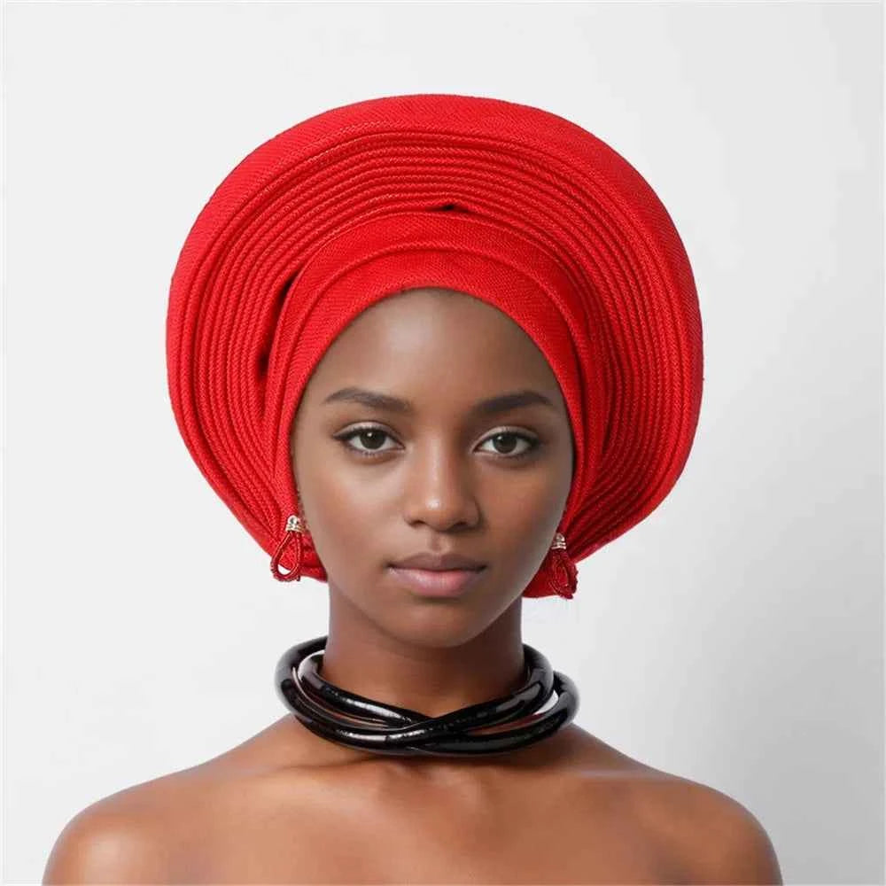 Nigeria Head Ties Wedding Party Headgear Elegant African Headtie Turban Already Made Women's Auto Gele Female Head Wraps
